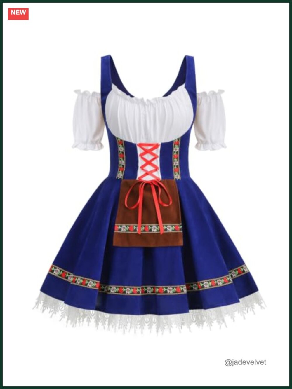 Off Shoulder Dirndl Costume Dress Polish Oktoberfest w/ Back Zipper